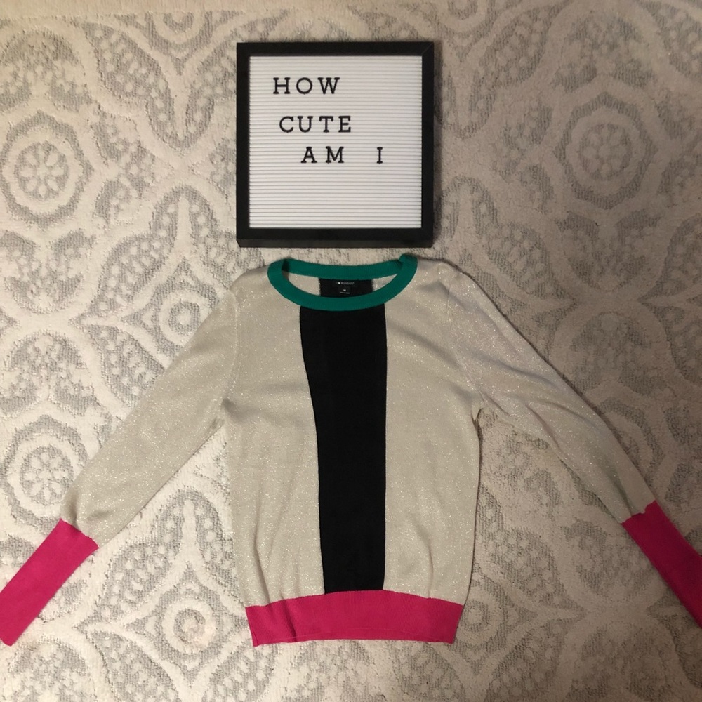 Glittery color block sweater